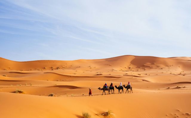 Camel trekking in the Merzouga Desert Morocco