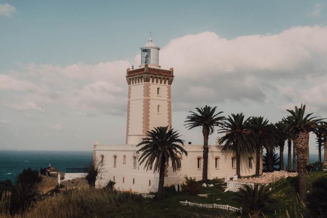 Cap Spartel Lighthouse near Tangier, overlooking the Atlantic coast and a popular stop on northern Morocco tours.