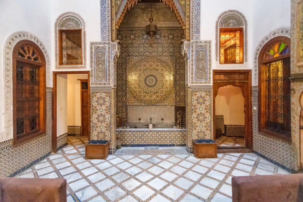 Courtyard at a Riad in Fes el Bali, Medina, Fez, Morocco