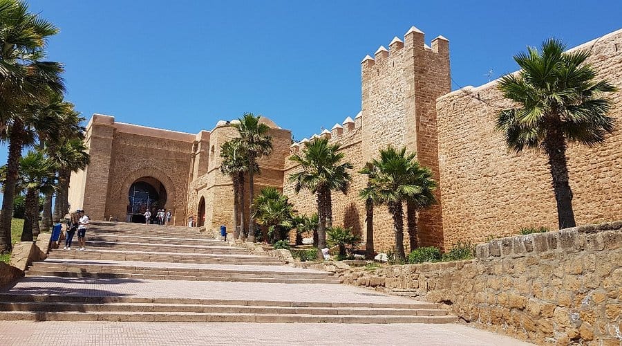 Chellah historic site in Rabat, Morocco, with ancient stone ruins, old walls, and peaceful gardens reflecting Morocco’s rich heritage.